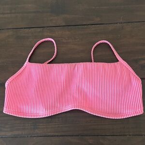 Hollister Hot Pink Ribbed Bandeau Swim Top